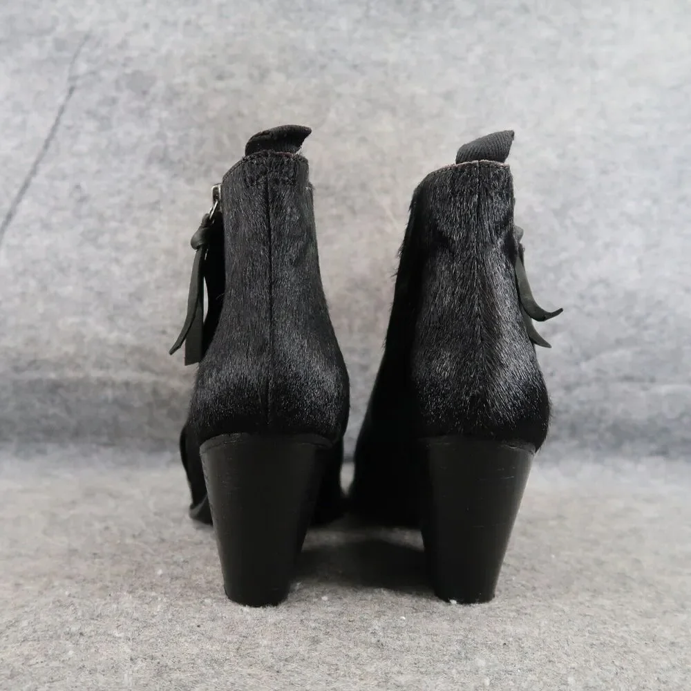 Jigsaw Shoes Womens 40 Booties Leather Calf Hair Fashion Classic Timeless Black
